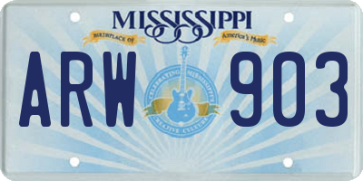 MS license plate ARW903