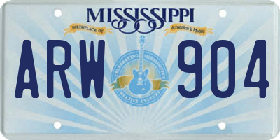 MS license plate ARW904