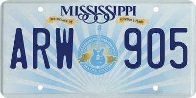 MS license plate ARW905