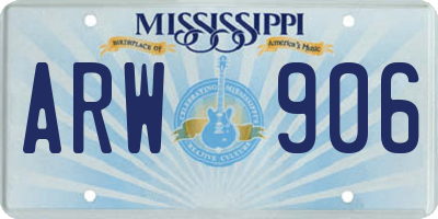 MS license plate ARW906