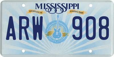 MS license plate ARW908