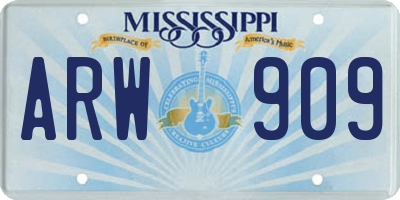 MS license plate ARW909