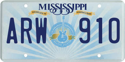 MS license plate ARW910
