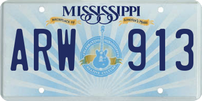 MS license plate ARW913