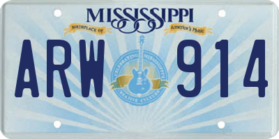 MS license plate ARW914