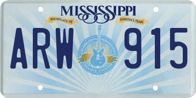 MS license plate ARW915