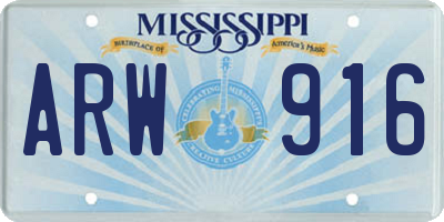 MS license plate ARW916