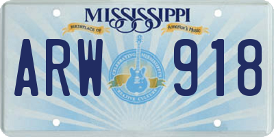 MS license plate ARW918