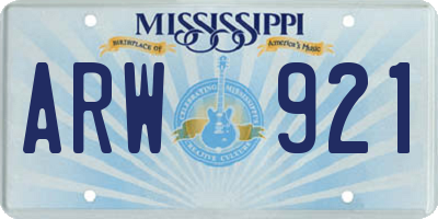 MS license plate ARW921