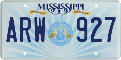 MS license plate ARW927