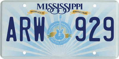MS license plate ARW929