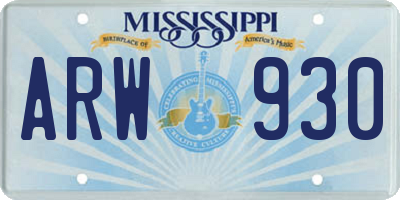 MS license plate ARW930
