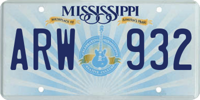MS license plate ARW932