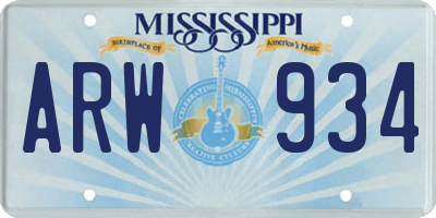 MS license plate ARW934