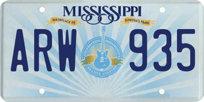 MS license plate ARW935