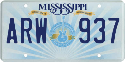 MS license plate ARW937
