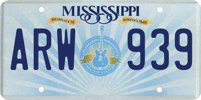 MS license plate ARW939