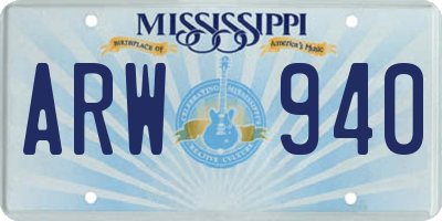 MS license plate ARW940