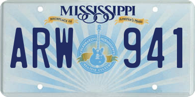 MS license plate ARW941