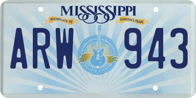 MS license plate ARW943