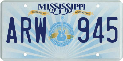 MS license plate ARW945