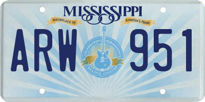 MS license plate ARW951
