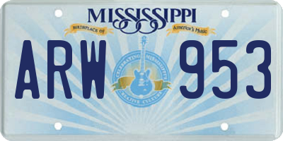 MS license plate ARW953