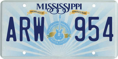 MS license plate ARW954