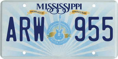 MS license plate ARW955
