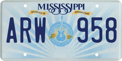 MS license plate ARW958