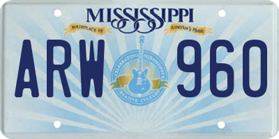 MS license plate ARW960