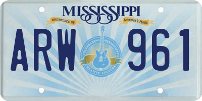 MS license plate ARW961