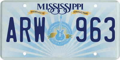 MS license plate ARW963