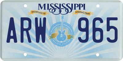 MS license plate ARW965