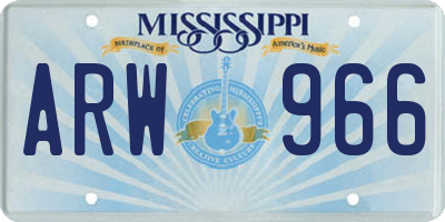 MS license plate ARW966