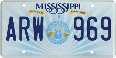 MS license plate ARW969