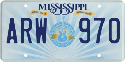 MS license plate ARW970