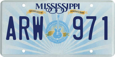 MS license plate ARW971