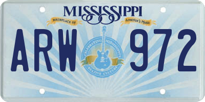 MS license plate ARW972