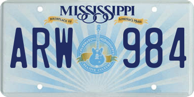 MS license plate ARW984