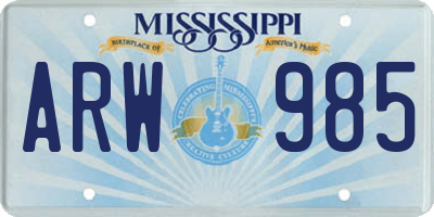 MS license plate ARW985