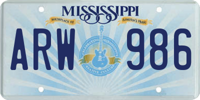 MS license plate ARW986