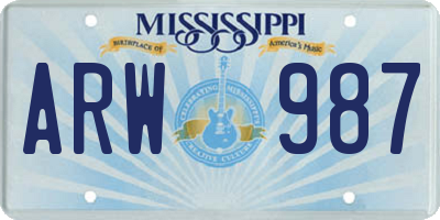 MS license plate ARW987