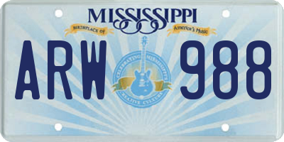 MS license plate ARW988