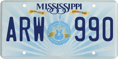 MS license plate ARW990