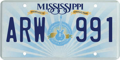MS license plate ARW991