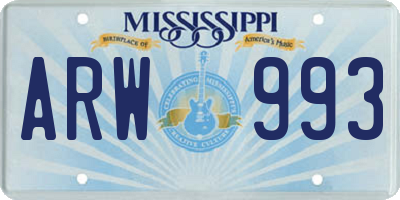 MS license plate ARW993