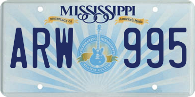 MS license plate ARW995