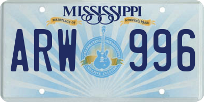 MS license plate ARW996