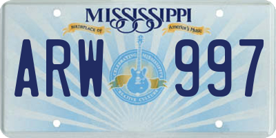 MS license plate ARW997